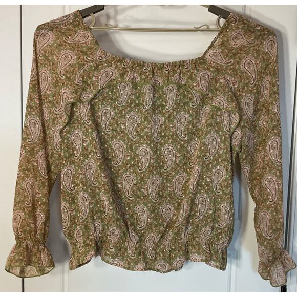 DR2 Daniel Raiin Green & Pink Paisley Elastic Waist Sleeve & Neck Top XXL - Picture 3 of 8